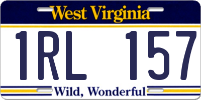 WV license plate 1RL157