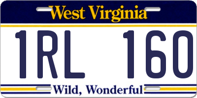 WV license plate 1RL160
