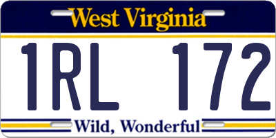 WV license plate 1RL172