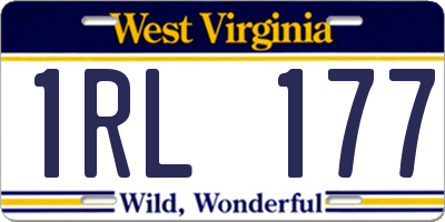 WV license plate 1RL177