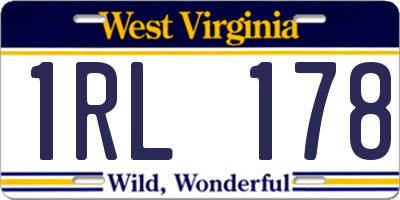 WV license plate 1RL178