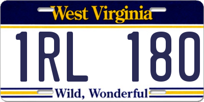WV license plate 1RL180