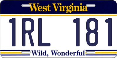 WV license plate 1RL181