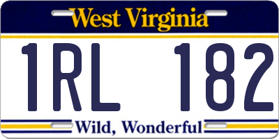 WV license plate 1RL182
