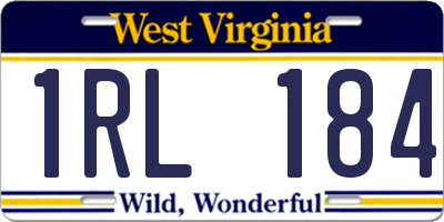 WV license plate 1RL184