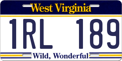 WV license plate 1RL189