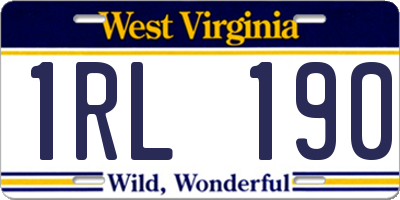 WV license plate 1RL190