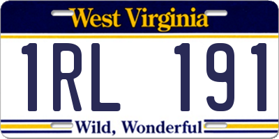 WV license plate 1RL191