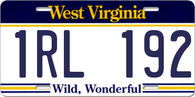 WV license plate 1RL192