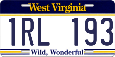 WV license plate 1RL193