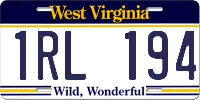 WV license plate 1RL194