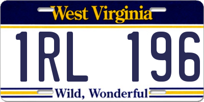 WV license plate 1RL196