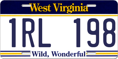 WV license plate 1RL198