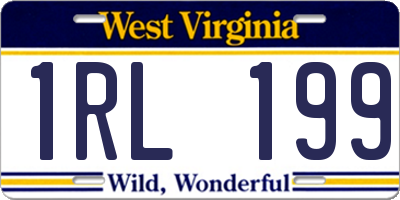WV license plate 1RL199