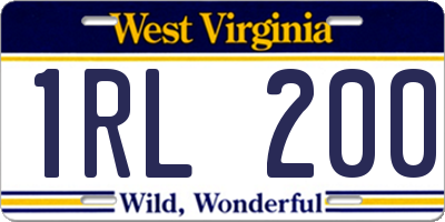 WV license plate 1RL200