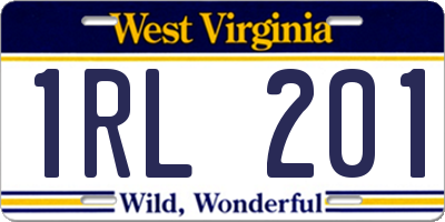 WV license plate 1RL201