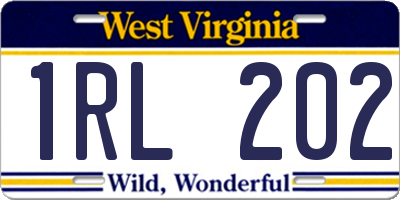 WV license plate 1RL202