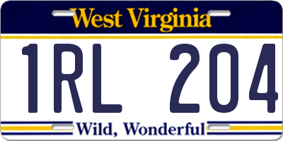 WV license plate 1RL204