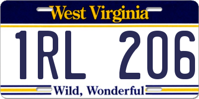 WV license plate 1RL206