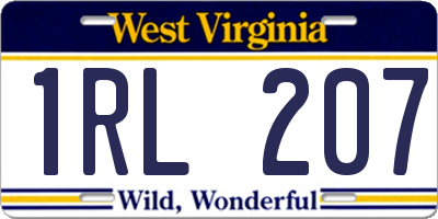 WV license plate 1RL207