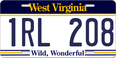 WV license plate 1RL208