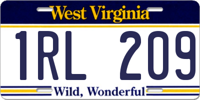 WV license plate 1RL209