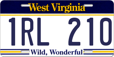 WV license plate 1RL210