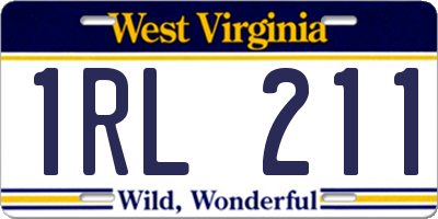 WV license plate 1RL211