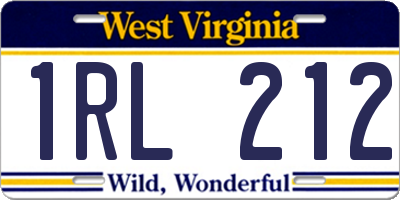 WV license plate 1RL212