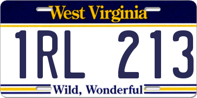 WV license plate 1RL213