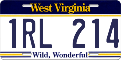 WV license plate 1RL214