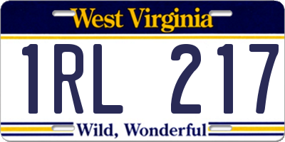 WV license plate 1RL217