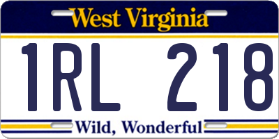WV license plate 1RL218