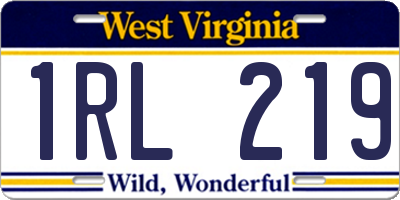 WV license plate 1RL219