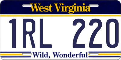 WV license plate 1RL220