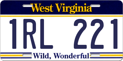 WV license plate 1RL221