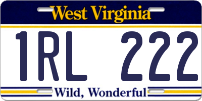WV license plate 1RL222