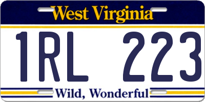 WV license plate 1RL223
