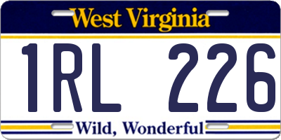 WV license plate 1RL226