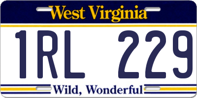 WV license plate 1RL229