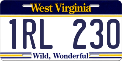 WV license plate 1RL230
