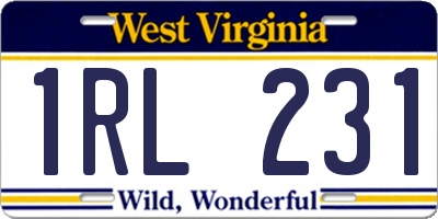 WV license plate 1RL231