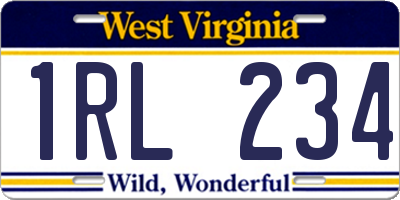 WV license plate 1RL234