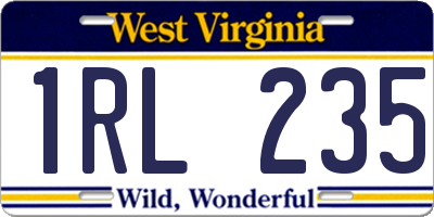 WV license plate 1RL235
