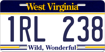 WV license plate 1RL238