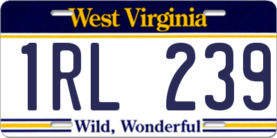 WV license plate 1RL239