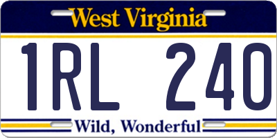 WV license plate 1RL240