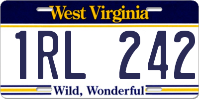 WV license plate 1RL242