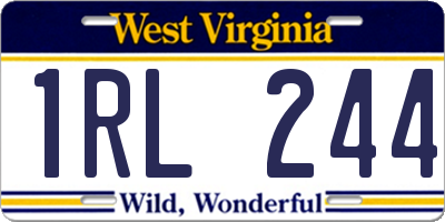 WV license plate 1RL244