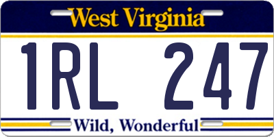WV license plate 1RL247